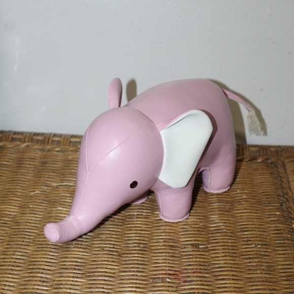 Züny elephant bookend.Leather Vegan Bookend Doorstop.